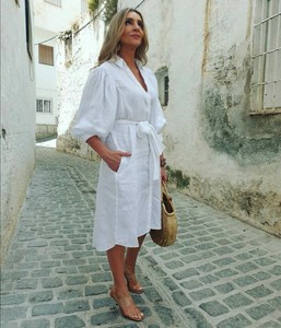 h and m white shirt dress