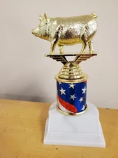 Hog, Pig or Swine trophy, award, about 6.5" high, includes engraving, 4H, Fair