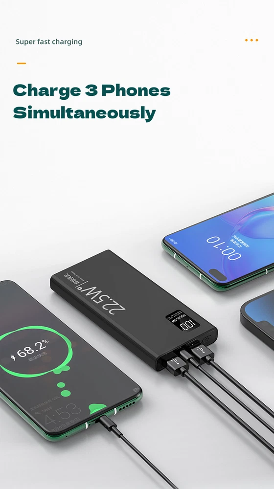 Power Bank 20000mAh 20W Charging Portable External Battery Backup For Cell Phone