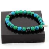 Armband Mit Chrysokoll-Perlen 8 Mm. Hergestellt In Frankreich.