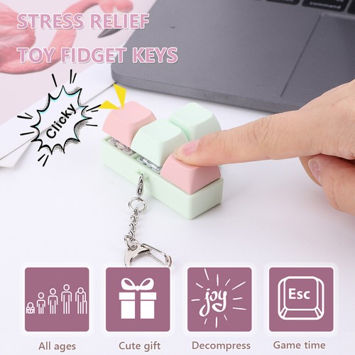 Finger Keyboard Fidget 4 Keys Decompress Fingertip Keychain for Kids Adults - Bild 9 von 30
