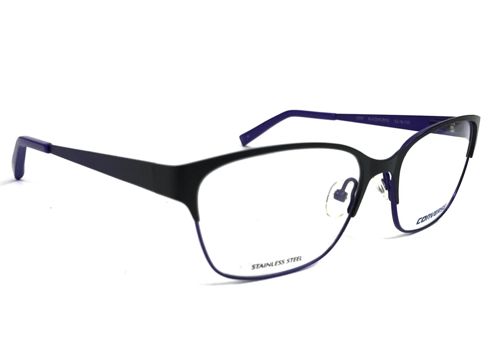 Monturas para gafas Converse Q200 NEGRO/PÚRPURA ojo de gato borde completo 52-16-135 Foto 3 de 4