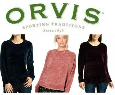 Orvis Women's Chenille Tunic Pullover Sweater BLUE SMALL