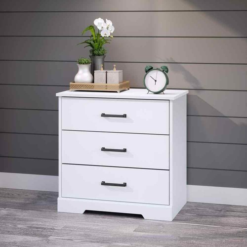 Rustic Ridge White 3-Drawer 27.5 in. x 26.75 in. x 16.25 in. Nightstand, Wooden