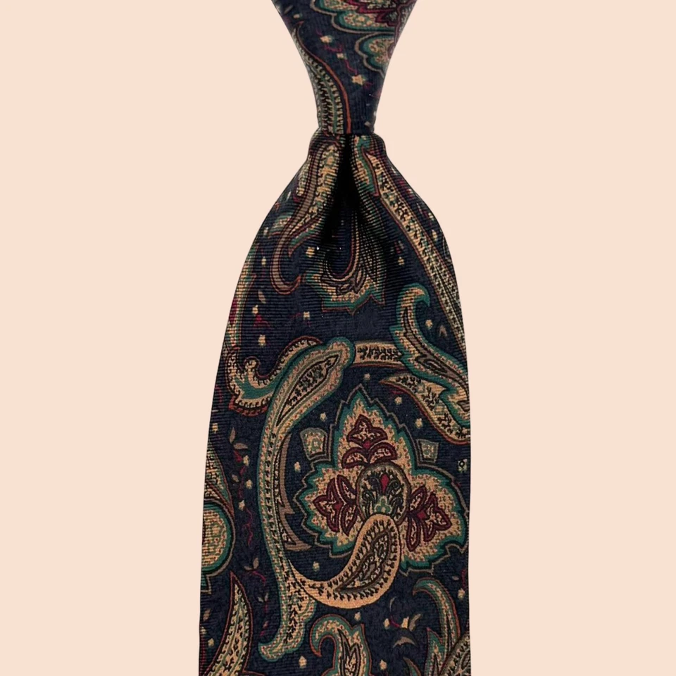 Corbata trasera Paco Rabanne - Corbata de seda Italia vintage patrón cachemir multicolor Foto 2 de 4