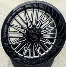 4x 22x12 Evok Ev503 Wheels Gloss Black Milled 6x5.5 Chevy Gmc 6x135 Ford F150