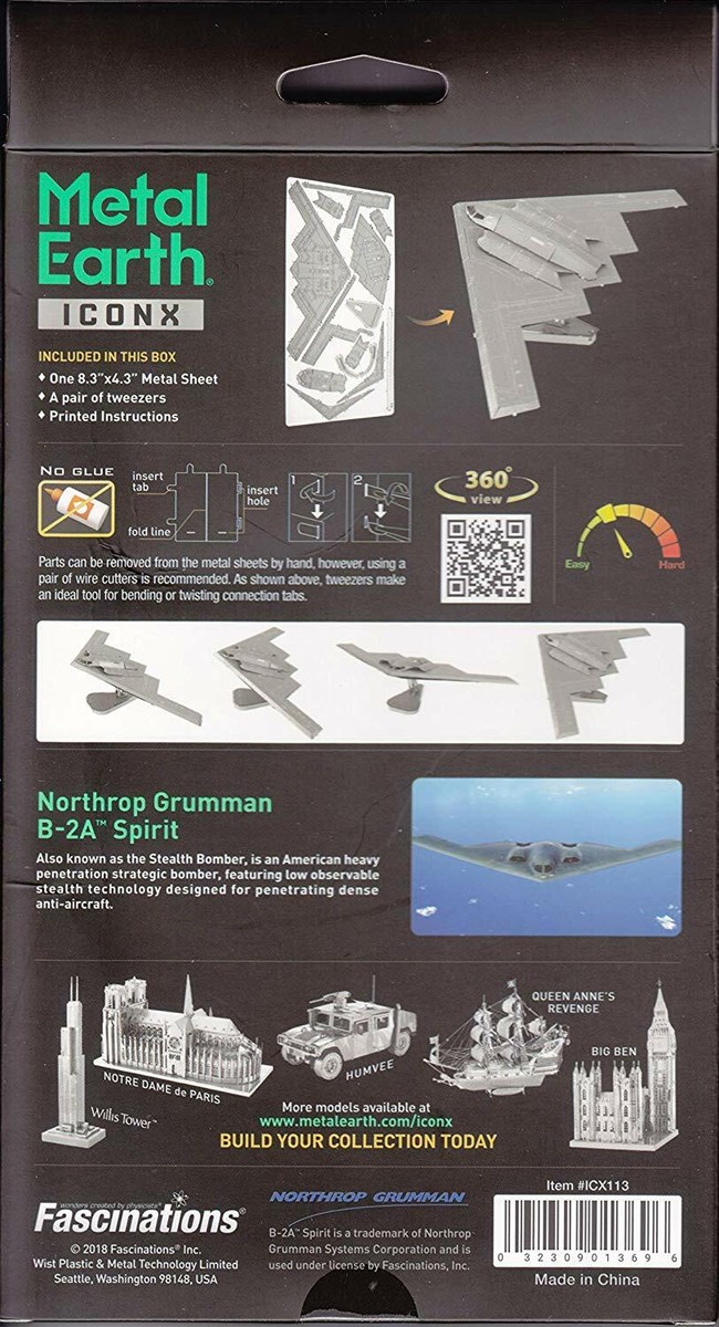 Fascinations ICONX B-2A Spirit American Stealth Bomber 3D Metal