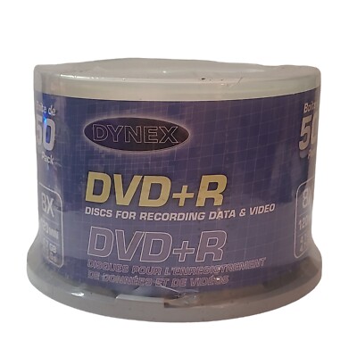Dynex 8X DVD+R Discs 50 Pack 120 Mins New 4.7 GB Record Data & Video Sealed