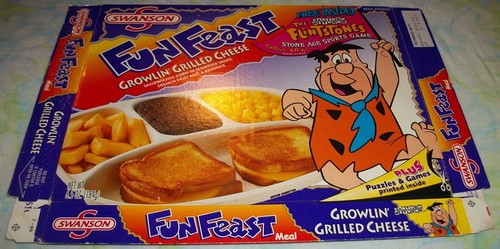 SCARCE VINTAGE 1999 KID CUISINE THE FLINTSTONES TV DINNER EMPTY DISPLAY BOX + - Picture 2 of 10
