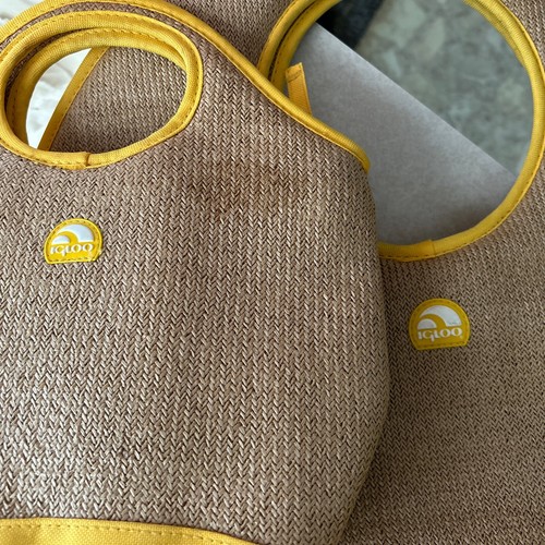 IGLOO Matching Insulated Bags Cooler Beach Bag Tote Yellow Grass Straw Lunchbox - Picture 4 of 8
