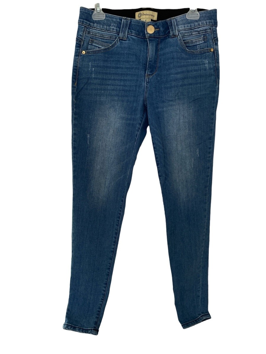 Democracy Jeans Size 8 Ab Technology Straight Stretch Light Distressed |  eBay