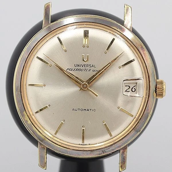 Universal Geneve Polerouter Vintage Watch Automatic Date Silver