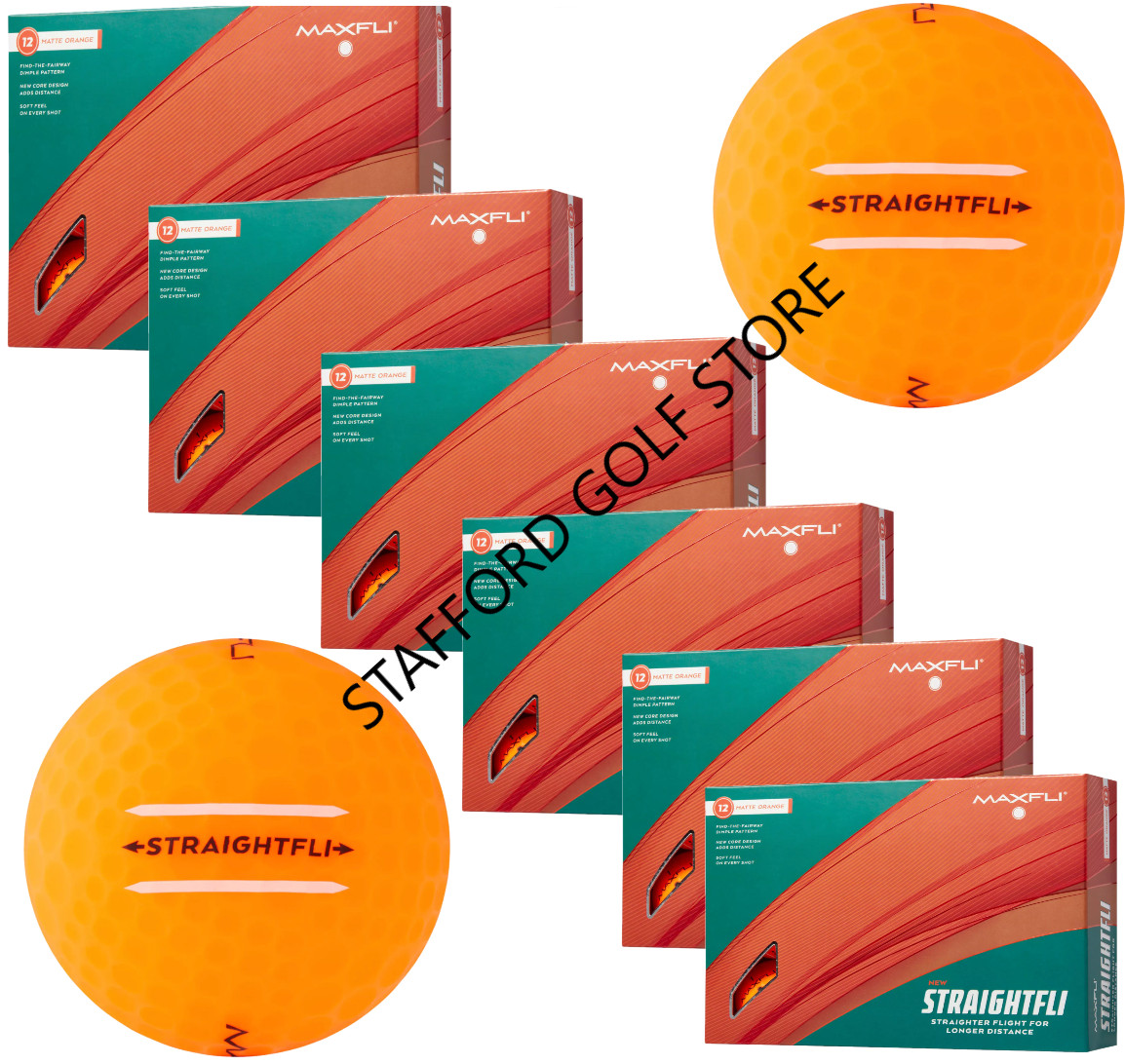 Maxfli 2023 Straightfli Golf Balls Gloss White /Matte Orange / Matte