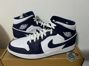 Nike Air Jordan 1 Mid White Gold Obsidian 554724-174 sz 13 retro royal blue low | eBay