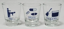 Kalan Sex, Drugs, And Rock & Roll Shot Glass 3 Pc. Set #SG718