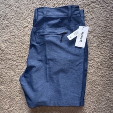 Hurley Men's Blue Solid Phantom Shorts Stretch Quick Dry Button Pockets 7"