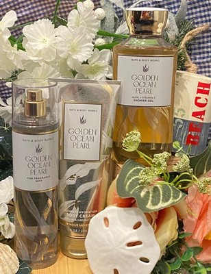 WOW! 3 Pc Bath & Body Works GOLDEN OCEAN PEARL, Matching SET Ultra Rare! New