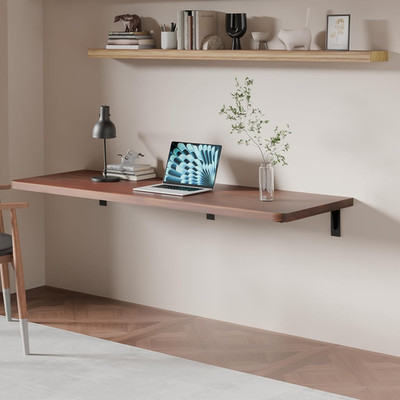 72'' Floating Wall Desk - Pine Wood Workbench for Home, Garage & Kitchen