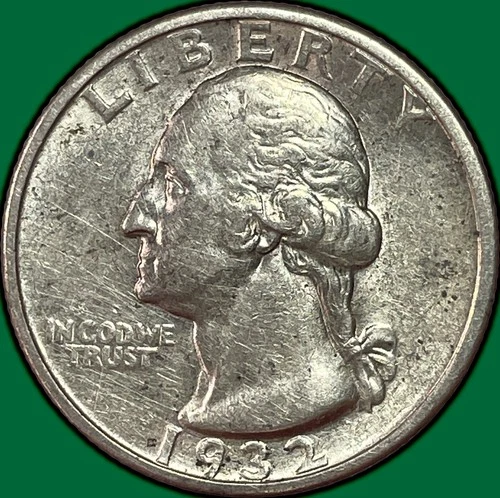 1932-S Washington Quarter Choice Almost Uncirculated AU+ Coin, Cleaning #36534