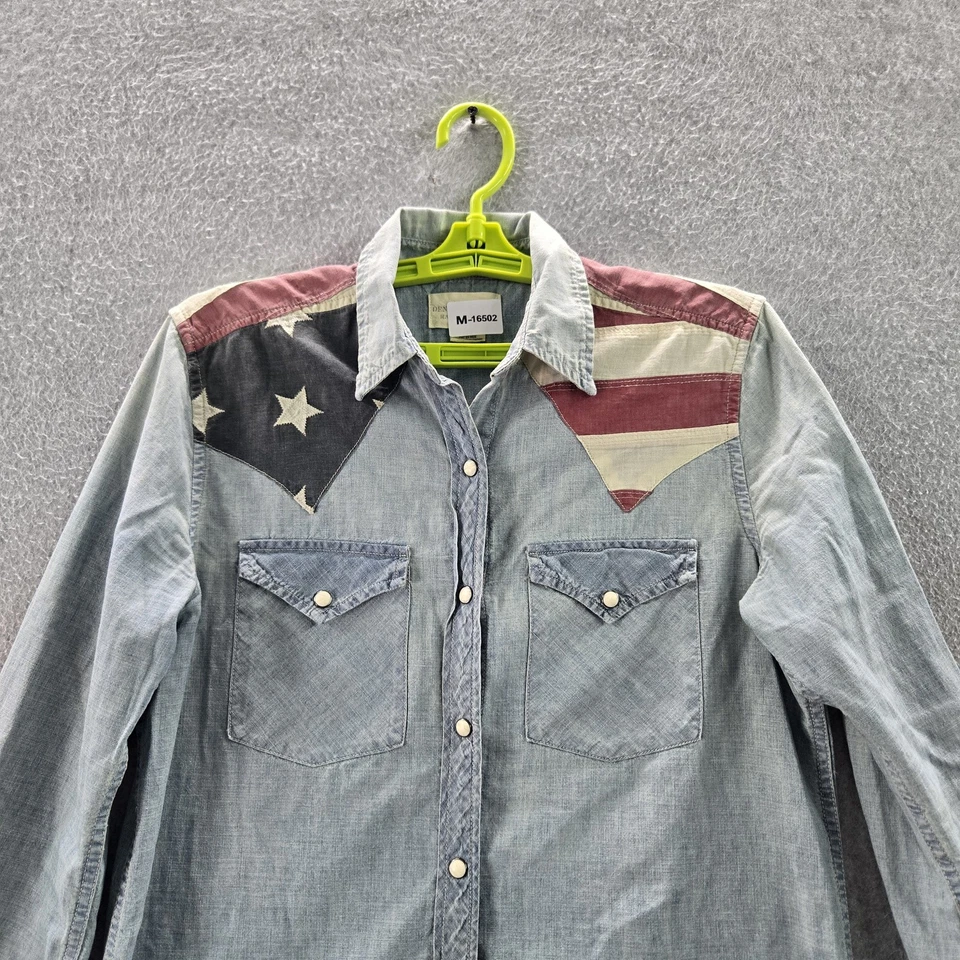 Denim & Supply Ralph Lauren Women Button Up Shirt M Blue Denim American Rodeo - Image 4 of 4