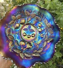 VINTAGE ELECTRIC PURPLE CARNIVAL GLASS NORTHWOOD THREE FRUITS BOWL W/ PLAIN BACK