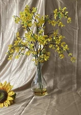 Beautiful Bouquet Of Silk FORSYTHIA Flower Branches In Resin IllusionWater