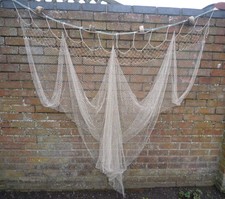 Piece of Old Vintage Nylon Sprat Fishing Net with 4 cork floats