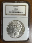 1923-D $1 Peace Silver Dollar NGC MS61 Uncirculated