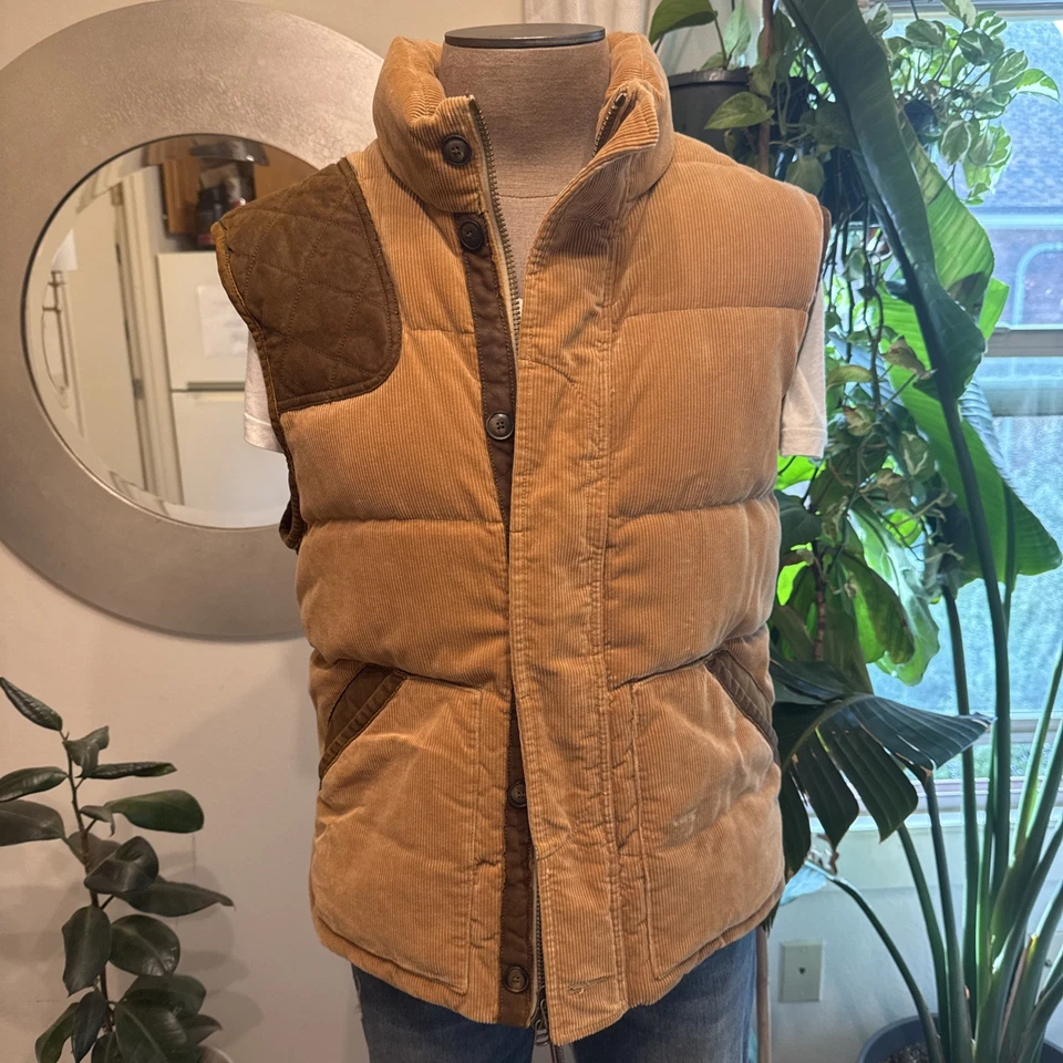 Polo Ralph Lauren XL Tostado Camel Pana Cuero Acolchado RRL Plumón Chaqueta Chaleco Foto 2 de 4