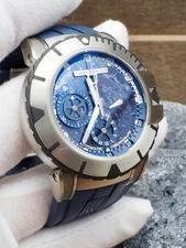 Harry Winston Ocean Sport Chronograph Skeleton Blue 95% LNIB RARE Full Set US AD