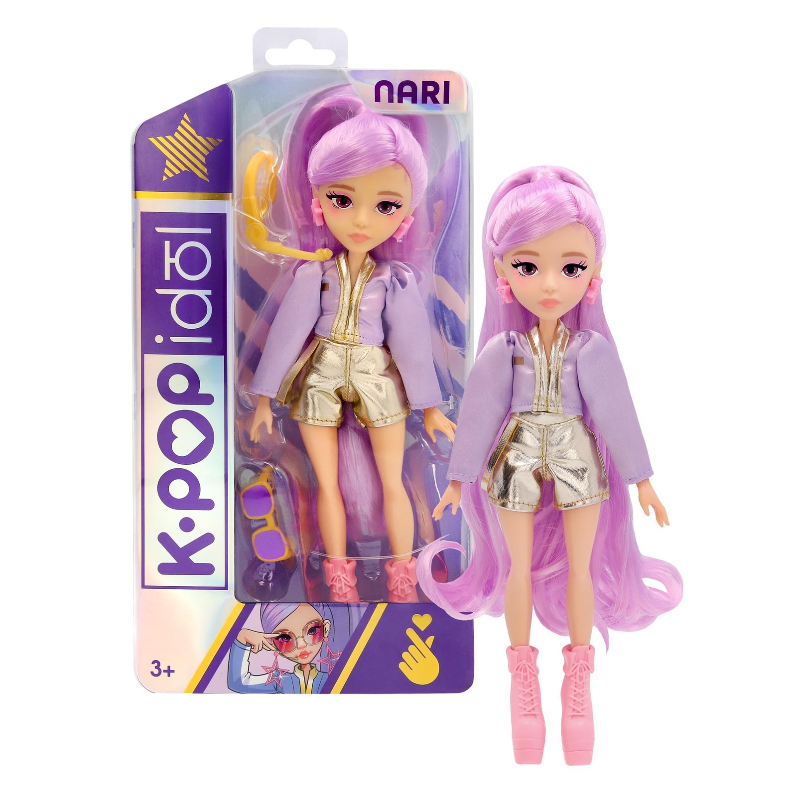 K-Pop Idol Nari 25cm Fashion Doll Lavender Hair Performance Accessories Kids 3+ - Image 2
