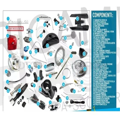 FA ITALIA KIT RESTAURO COMPLETO ACCESSORI RICAMBI VESPA 50 N 50L 50R FARO TONDO