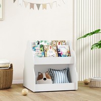 Aiyaplay Kinderregal 2-StöCkiges Kinder-BüCherregal Mit RäDern 4 Regalen Weiß