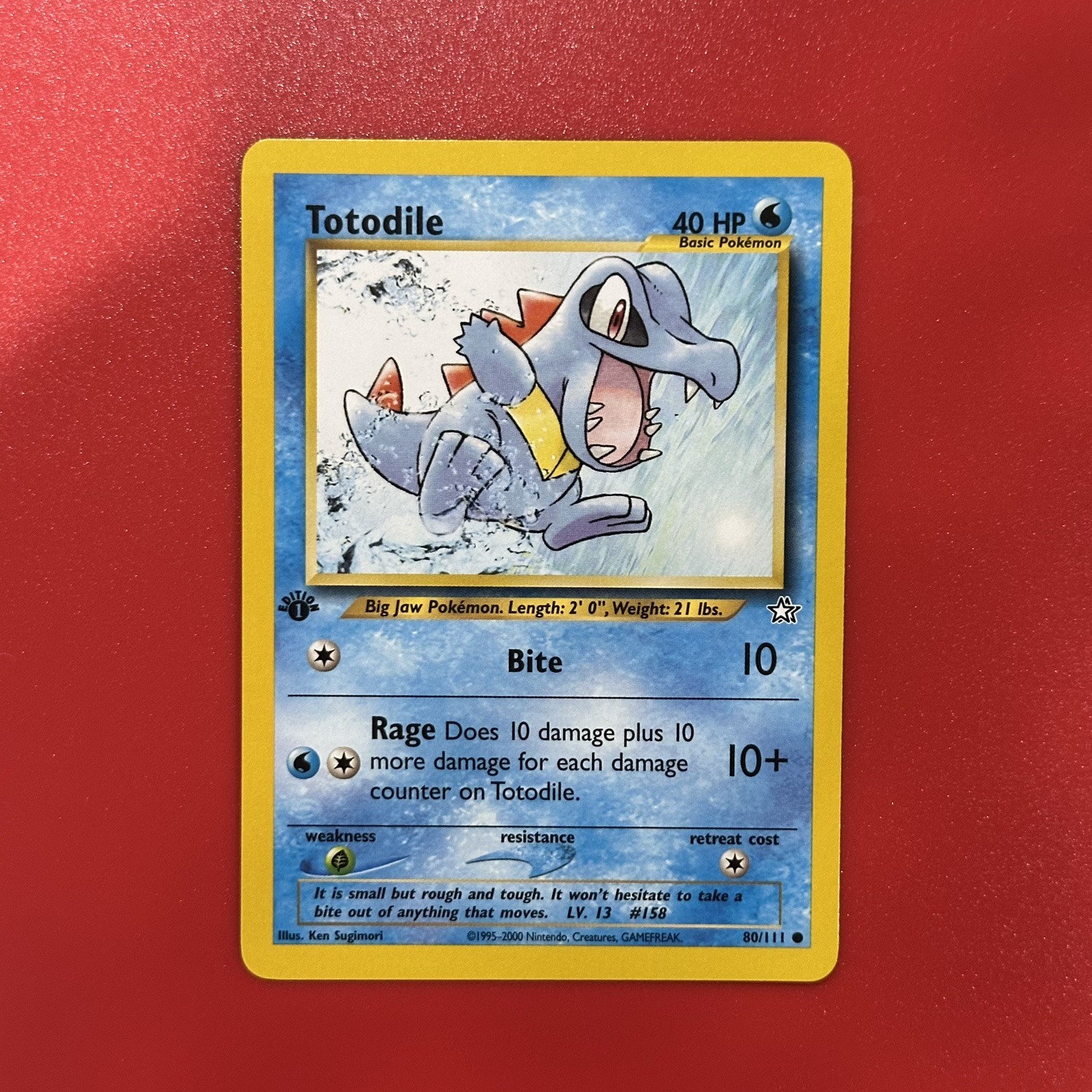 Totodile 80/111 1st Edition Neo Genesis 2000 Pokémon Card WotC – NM