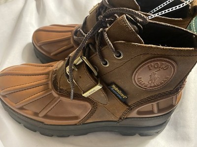 Polo Ralph Lauren Oslo Low Brown Waterproof Leather Duck Boots Mens 7 NEW NWT