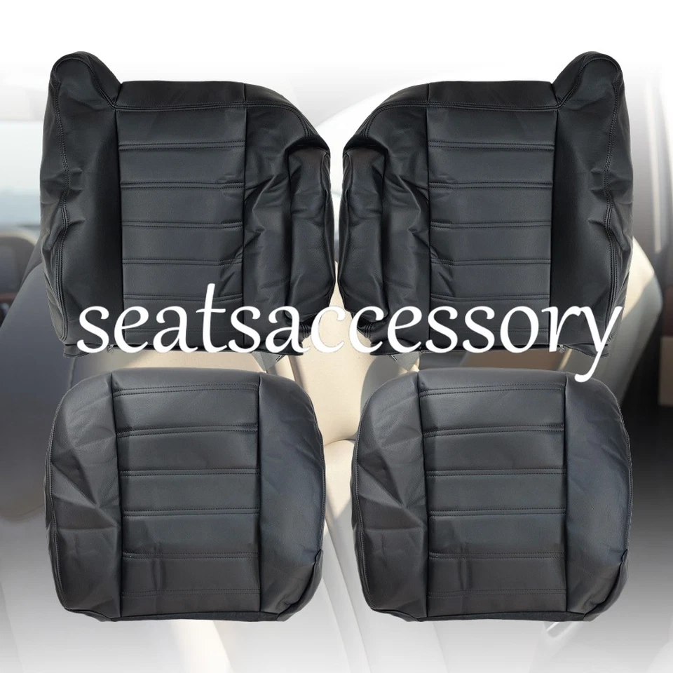 For Hummer H2 2003 2004 2005 2007 Driver & Passenger Bottom-Top Seat Cover Black - Image 2 of 4