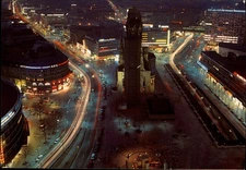 Aerial Berlin Germany Europa Center vintage postcard night time lapse v619