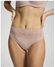 Soma Microfiber VE Lace High Leg Panties, Adobe Rose, Womens L Stretch Solid
