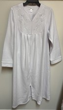 Miss Elaine Purple Lilac Zip Up House Coat Robe Plush Fleece Embroidered Medium