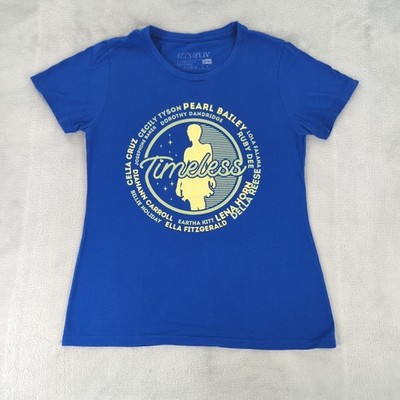 Izzy & Liv T Shirt Timeless Women Blue Graphic Tee Short Sleeve Cotton Large
