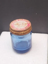 Vintage Vicks VapoRub Cobalt Blue Glass Jar w/Lid White Stainless Form Rub It On