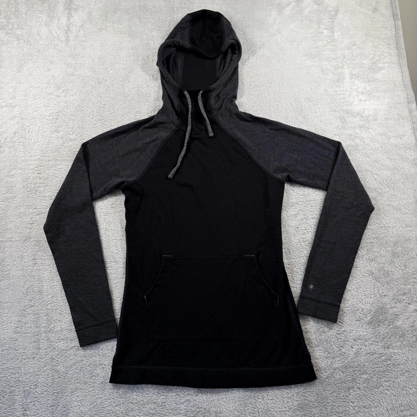 Smartwool Hoodie Womens S Black Merino Wool Thermal Pullover Base Layer Sweater