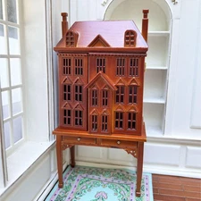 1:12 Mini Redwood Dollhouse Set - Villa Display Cabinet & Bookshelf Ornament