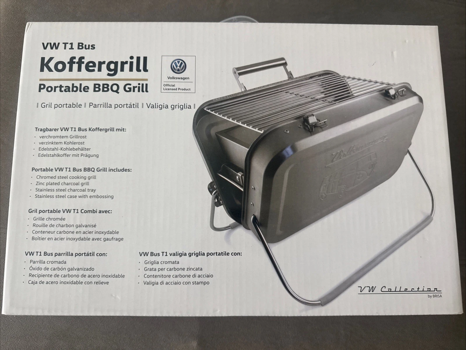 BRISA VW Collection Volkswagen Portable BBQ Grill T1 Bus Van Koffergrill NIB