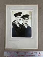 WWII Two US Navy Sailors Studio Photo Photograph In Holder