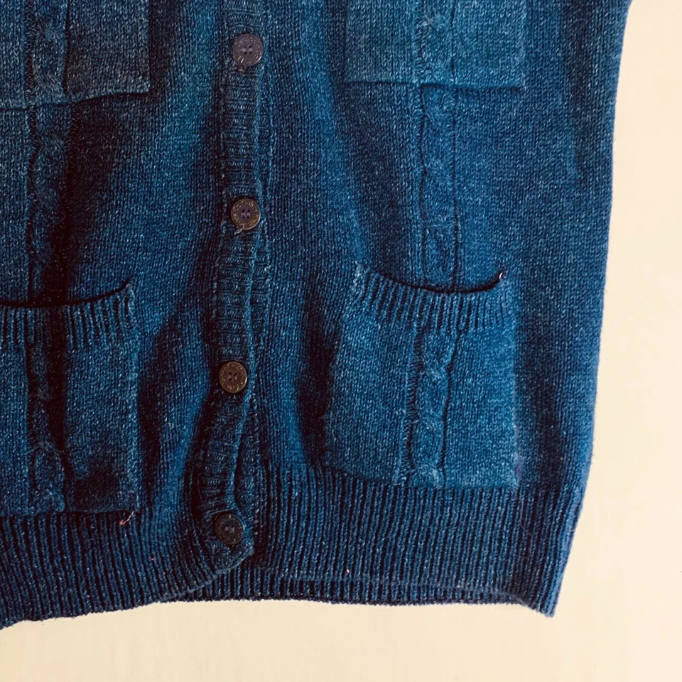 Chaleco Cárdigan Tejido Azul Índigo De Colección Calvin Klein Suéter Abotonado 40" Pecho Foto 4 de 4