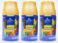 3 Glade EMBERS SANDALWOOD Automatic Spray Refill Air Freshener 6.2 oz