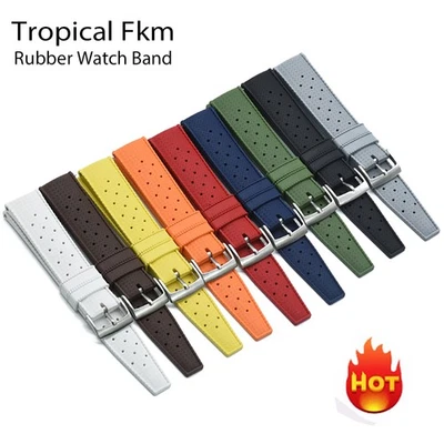 Premium Tropical FKM Rubber Straps Quick Release Perfect Universal Watch Strap - Photo 1/4