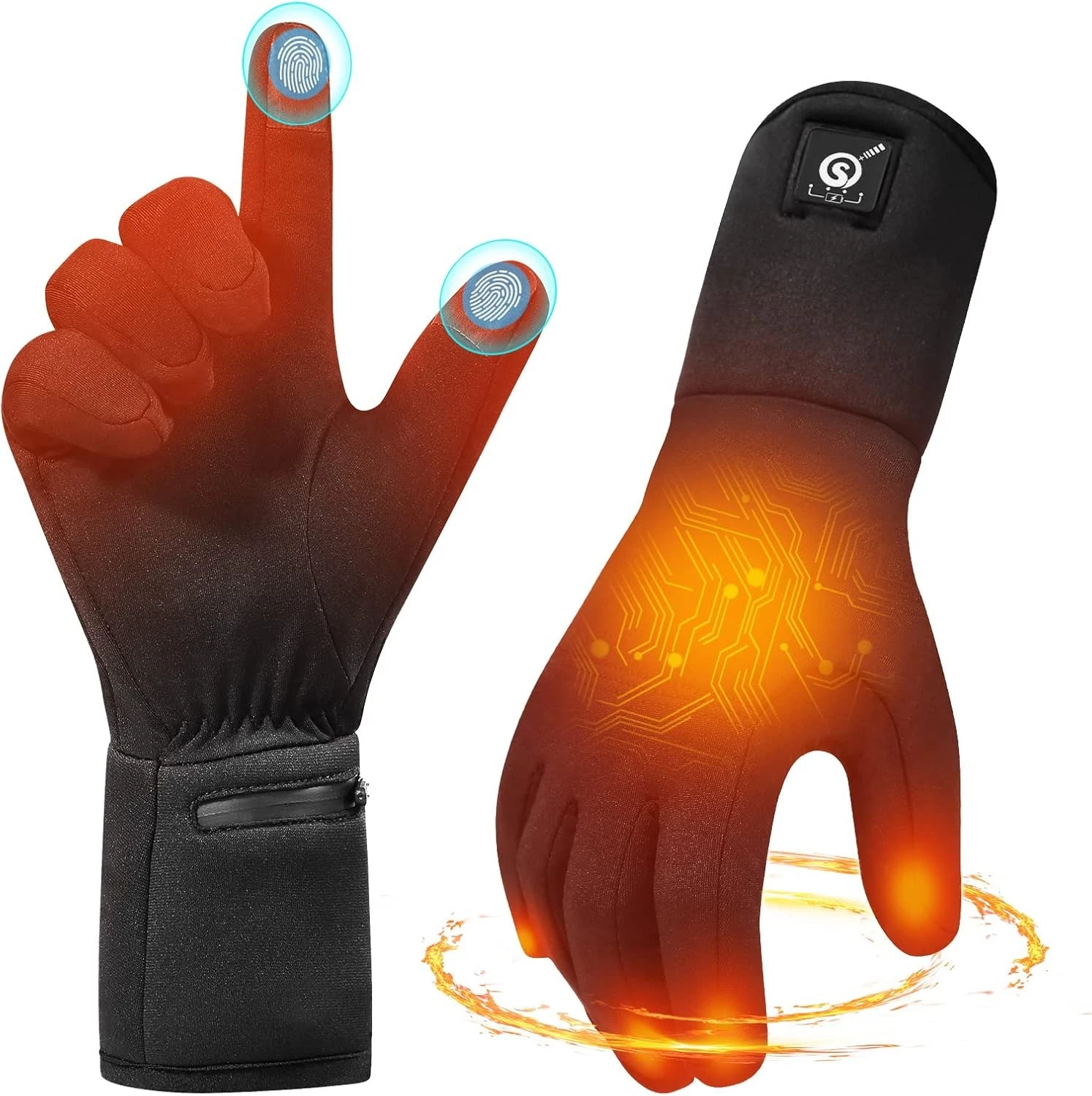 Heated Glove Liners Rechargeable Gloves - Electric Medium-Large, Black