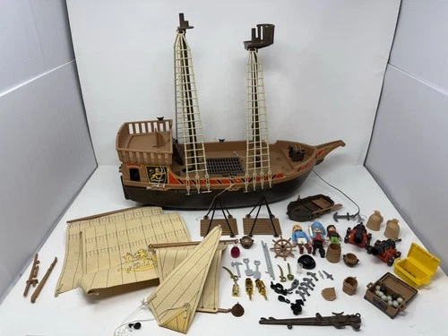 Playmobil 3750 Pirate Ship Vintage Incomplete Toy Lot